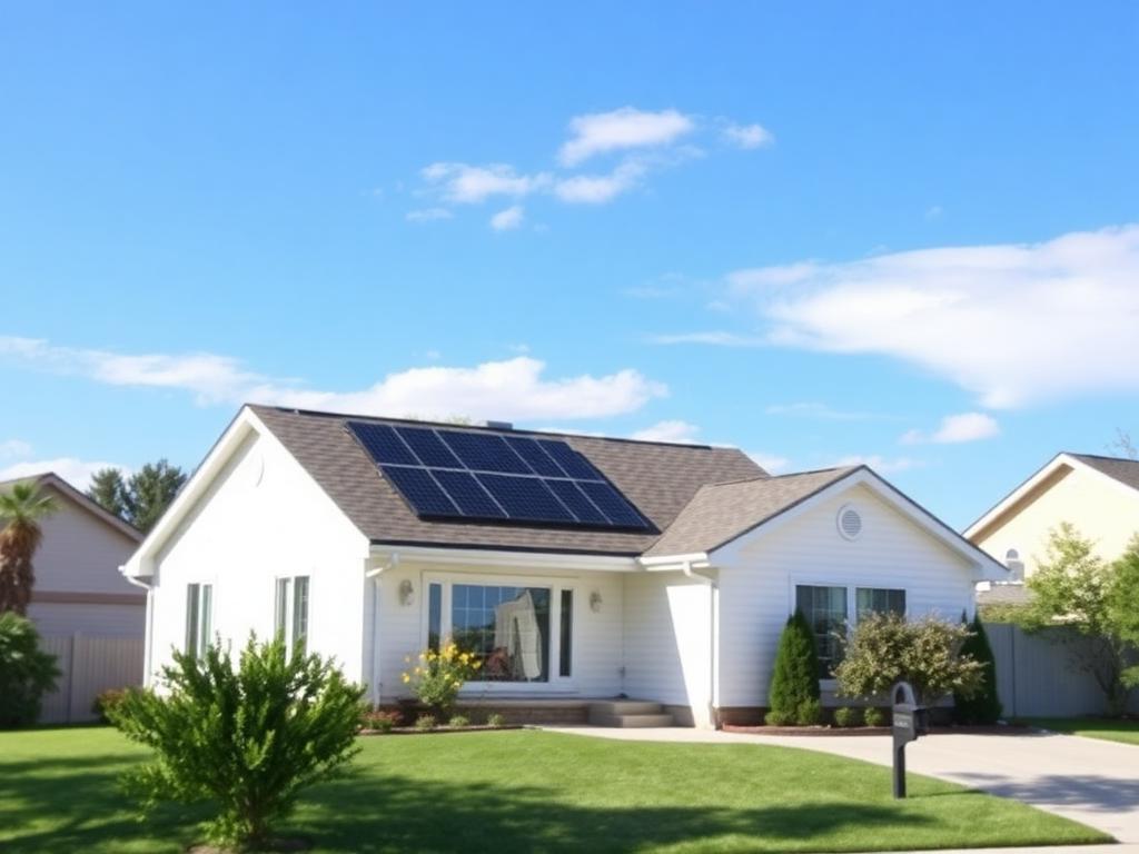 Single-story suburban home with rooftop solar